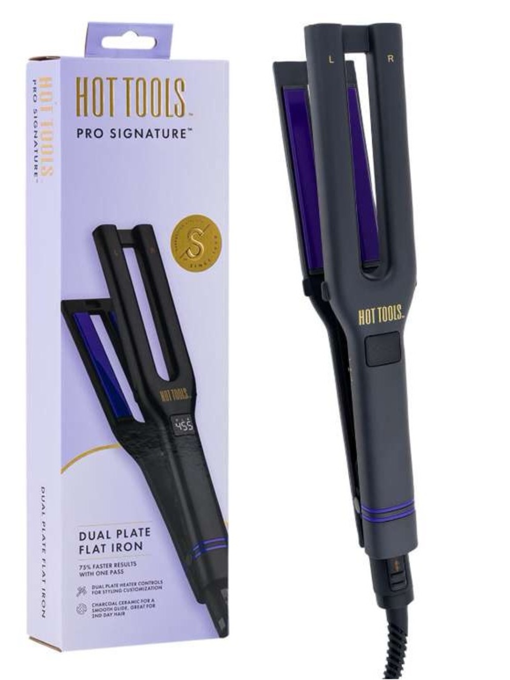 *BRAND NEW* Hot Tools Pro Signature Dual Plate Flat Iron - Black/Purple